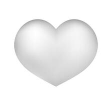 White with gradient 3d heart. Romantic symbol of love and friendly valentine for wedding design and decoration vector gift.