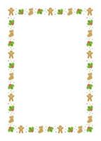 Vertical Rectangle Gingerbread Cookies Frame Border, Christmas Winter Holiday Graphics. Homemade sweets pattern, card and social media post template. Isolated vector illustration.