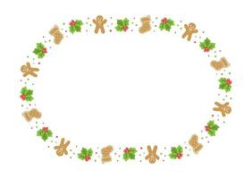Gingerbread Cookies Frame Border, Christmas Winter Holiday Graphics. Homemade sweets pattern, card and social media post template on white background. Isolated vector illustration.