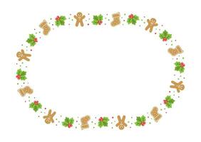 Gingerbread Cookies Frame Border, Christmas Winter Holiday Graphics. Homemade sweets pattern, card and social media post template on white background. Isolated vector illustration.