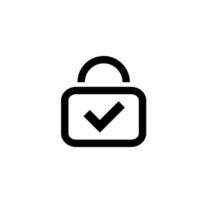 Lock with check mark. Secure and protection web login and encryption of confidential vector information