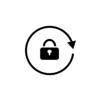 Black padlock with circular arrows. Website update with reboot and secure web system with secure vector sync password control