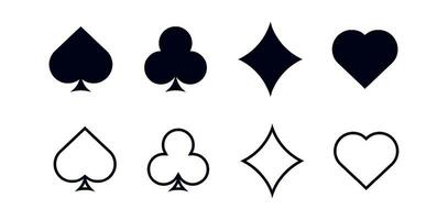 Black card suits. Fortune symbol of gambling luck in poker and successful game in casino with blackjack and bets vector