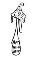 Mystical, magic mushroom. Psychedelic hallucination. Witchy esoteric objects. 60s 70s trippy vector