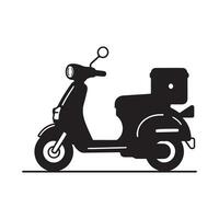 Black and white delivery bike drawings on a white background vector