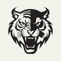 Black and white tiger face drawings on a white background vector