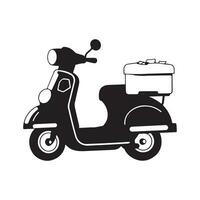 Black and white delivery bike drawings on a white background vector