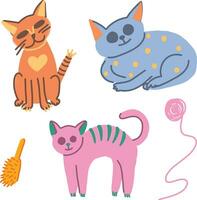 unusual bright colored cats isolated on white background vector