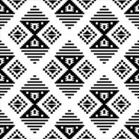Seamless tribal repeat pattern with geometric shapes in black and white. Aztec and Navajo ethnic background for fabric print and decoration. Design textile, clothes, fashion, wrapping paper, ornament. vector
