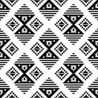 Seamless tribal repeat pattern with geometric shapes in black and white. Aztec and Navajo ethnic background for fabric print and decoration. Design textile, clothes, fashion, wrapping paper, ornament. vector