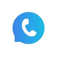 Call cell phone chat icon. Vector blue support button