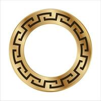 griego dorado circulo marco frontera vector meandro redondo ornamento diseño