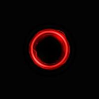 Energy circles with neon colors template. Round banner frame with flashes electric and sunny rays with glowing digital glitter on dark vector surface
