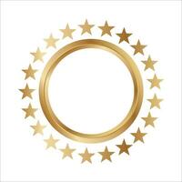 Golden circle with stars. Gold ring with stars border vector