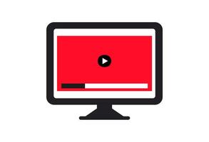 acecho videos en línea. televisión monitor con pausado vídeo como símbolo de web transmisión y multimedia con global vector acceso