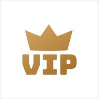 Golden sticker with vip crown. Luxury premium certificate for invitation with exclusive emblem and elegant design for famous and wealthy vector visitors