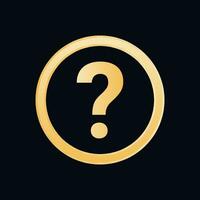 Golden question mark vector icon. question sign in circle