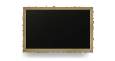 Rectangular gold photo frame with torn edges. Black empty for pictures and paintings with realistic design element with instant vector development