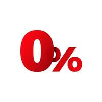 Red zero percent. Marketing and sale symbol with financial discounts and promotion with gift vector commission