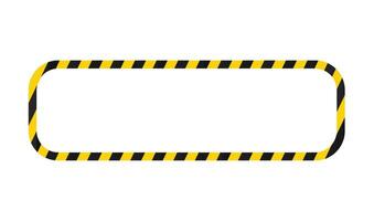 Rectangular frame with yellow black stripes. Hazard warning with symbols of attention and caution in industrial vector areas