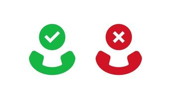 accept or reject mobile phone call buttons vector icon