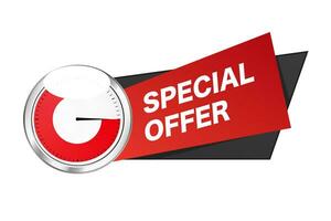 Red special offer banner. Promotion marketing message proposal for purchase advertising retail products and special vector sale