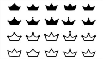 Black crowns set. Royal headdress with imperial heraldic symbols and classic design of ruling vector monarchs