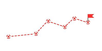 la carretera mapa guión línea camino rojo. paso plan infografía vector