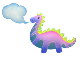 besnoeiing uit pratend dinosaurus in waterverf stijl, dialoog wolk met leeg kopiëren ruimte. clip art toespraak bubbels met vlekken en kinderen schattig karakter. dialoog, gedachten, idee Aan transparant achtergrond png