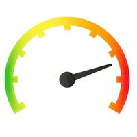 Round measuring indicator. Gauge with dial showing positive green and negative red pressure with dashboard vector speedometer