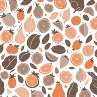 Seamless pattern with fruits and vegetables. Illustration in flat style png