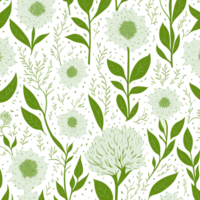 Seamless pattern with hand drawn flowers and leaves illustration. png