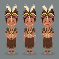 Papua Indonesian Character with Various Expression vector