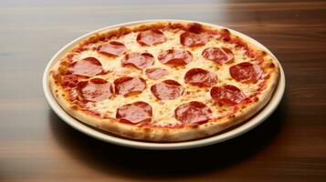 Delicious pizza with lots of cheese and very appetizing. Generative AI photo