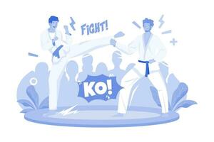 Guys Karate Sparring For Training vector