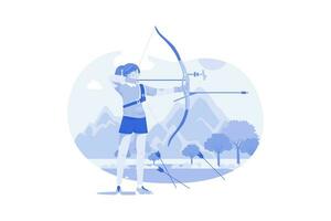 Female Archer Character Illustration concept. A flat illustration isolated on white background vector