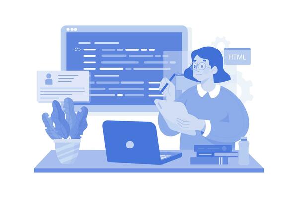 Young Female Computer Programmer Coding At Laptop
