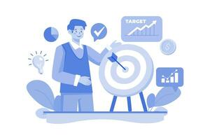 Man working on the business goal vector