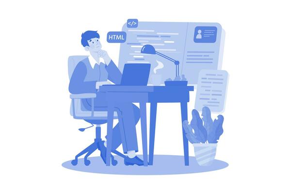 A Young Programmer Coding On The Laptop