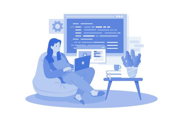 Woman Programmer Working On A New Project