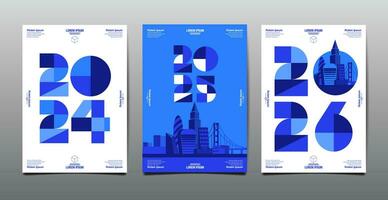 Annual Report, template layout design  2024, 2025, 2026 typography,  geometric shape vector