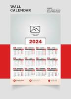 2024 Wall Calendar single page calendar one page calendar vector