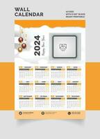 2024 pared calendario soltero página calendario uno página calendario vector