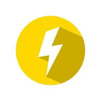 Lightning bolt icon vector in circle. Thunderbolt, charge sign symbol