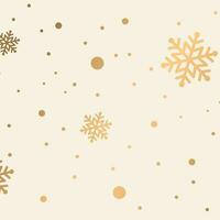 Christmas Golden Snowflakes Pattern On Beige Background vector