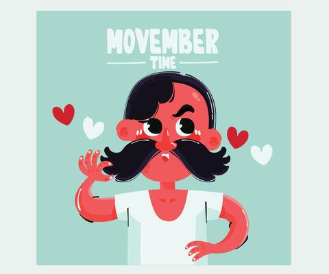 November Guy with Heart Shapes Illustration