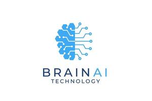 brain logo suitable for technology logo design. brain tech vector logo template. Artificial intelligence logo