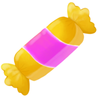 a lollipop with a pink top and yellow stripes png