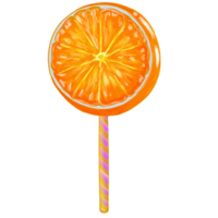 orange lollipop on a stick with a striped stripe png