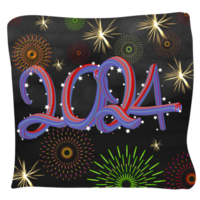 Happy new year 2024 with sets of fireworks png